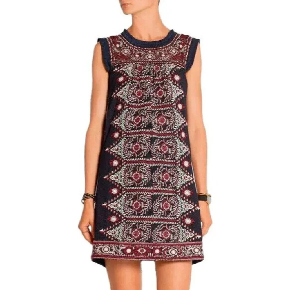 SEA New York Embroidered Shot Sheath Dress Sleeveless  4